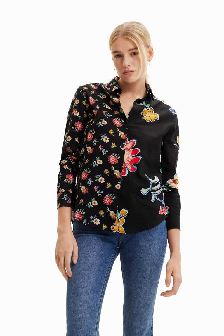 Tops Desigual Floral half-and-half Mujer | SXE489261