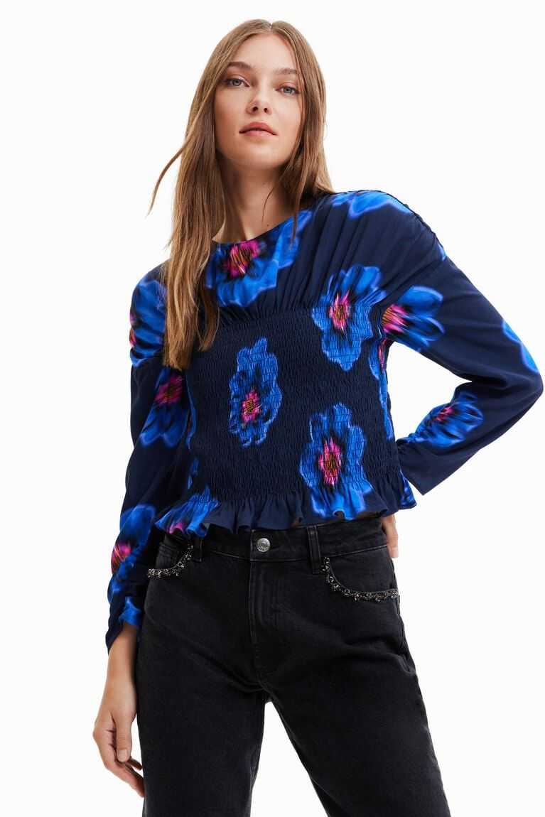 Tops Desigual Floral ruched blouse Mujer | NSJ046759