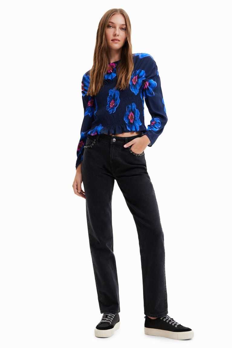 Tops Desigual Floral ruched blouse Mujer | NSJ046759