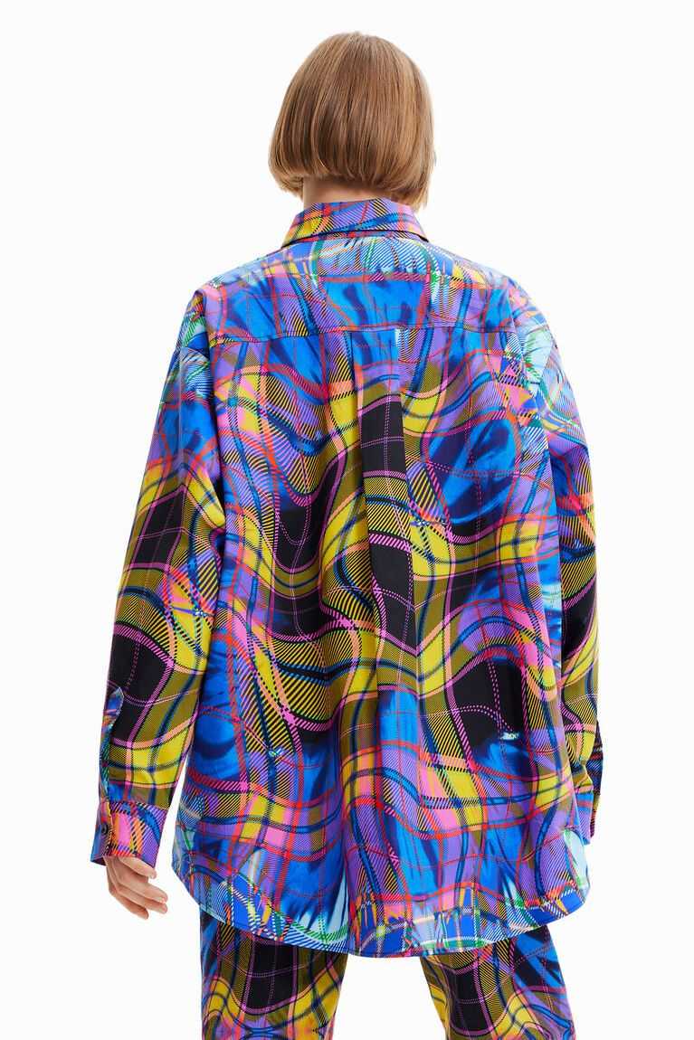 Tops Desigual Maria Escote oversize plaid Mujer | ZVG395270