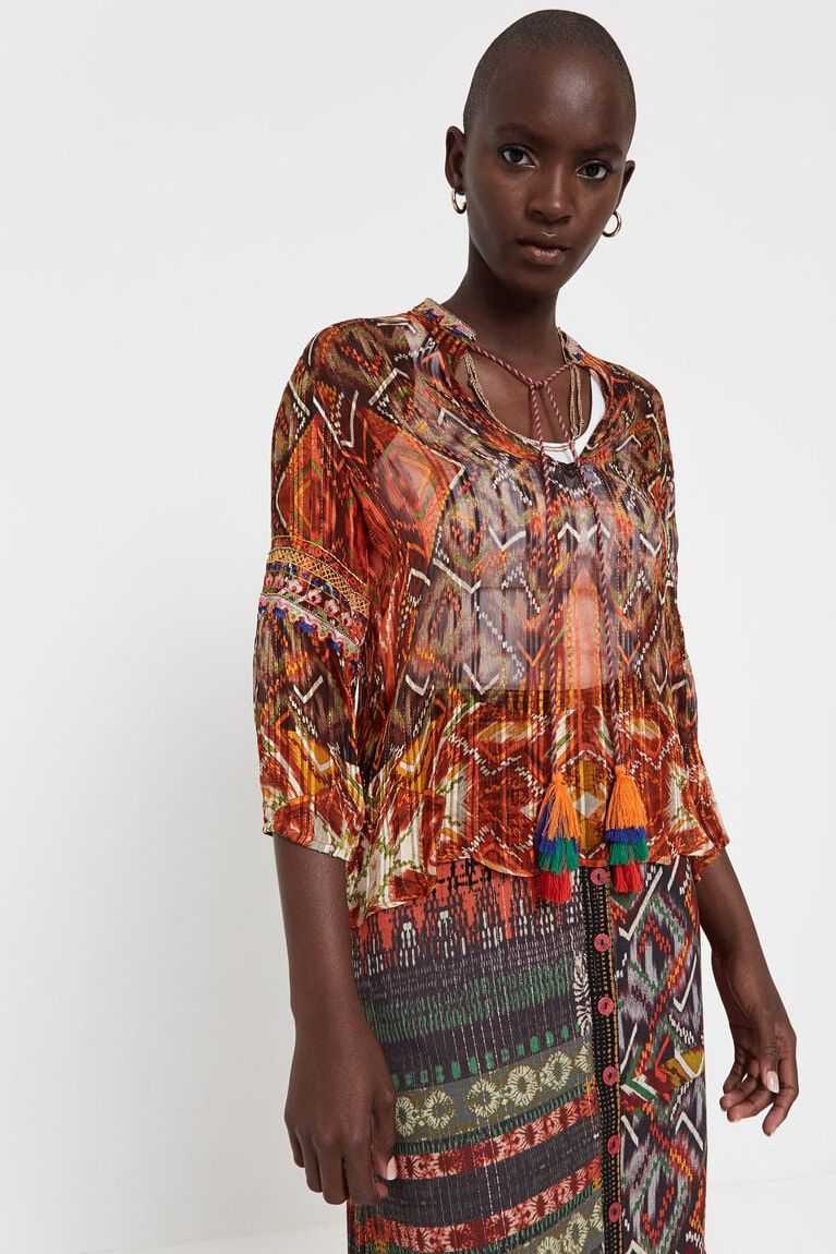 Tops Desigual See-through Boho print blouse Mujer | JAR879516