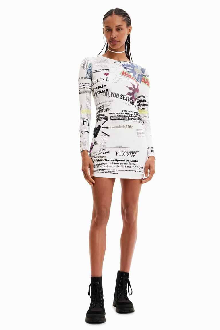 Vestido Desigual Corta slim newspaper Mujer | RXJ582690