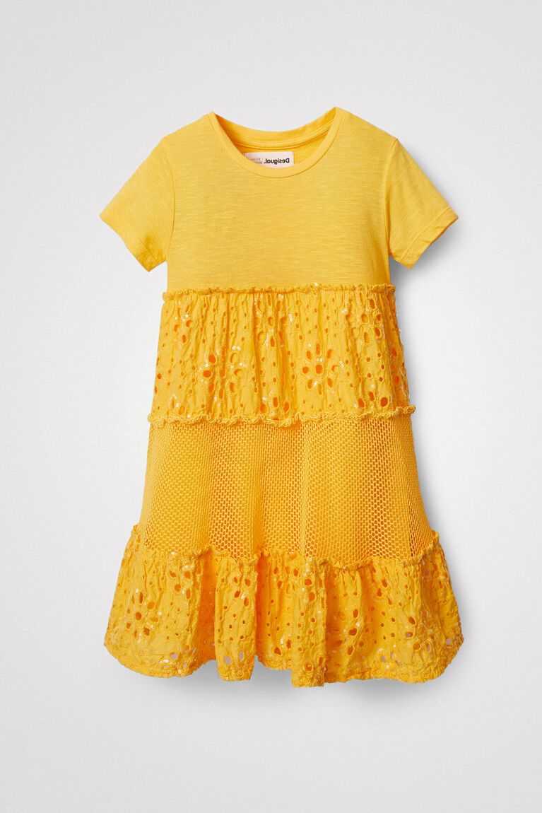 Vestido Desigual Flounce and mesh Niña | FGT861759