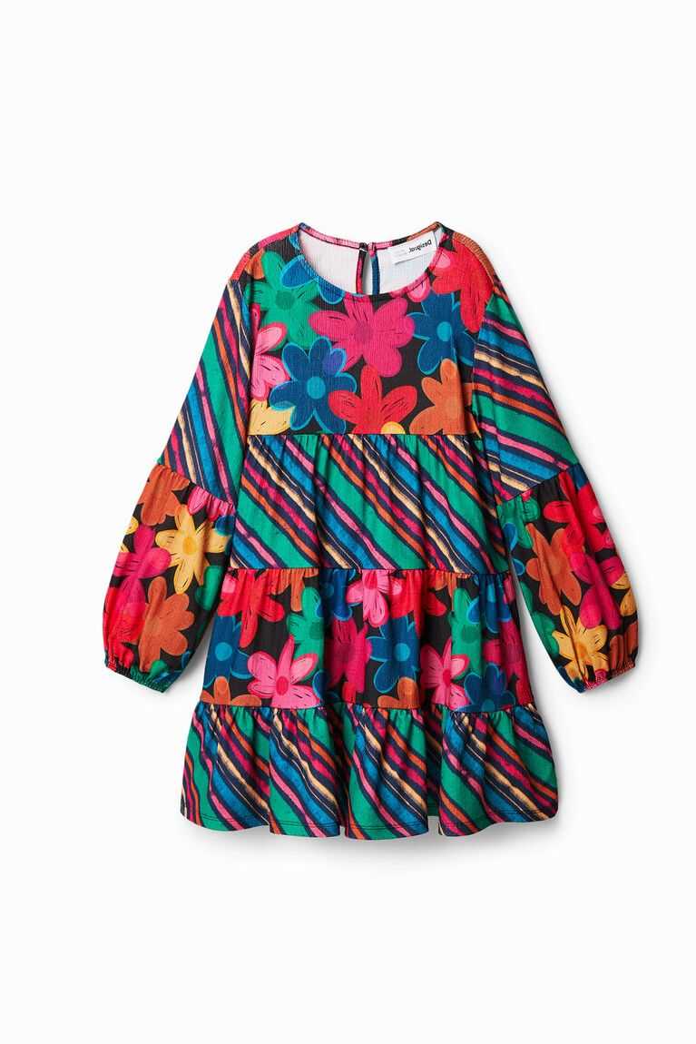 Vestido Desigual Stripy floral Niña | UKE182504