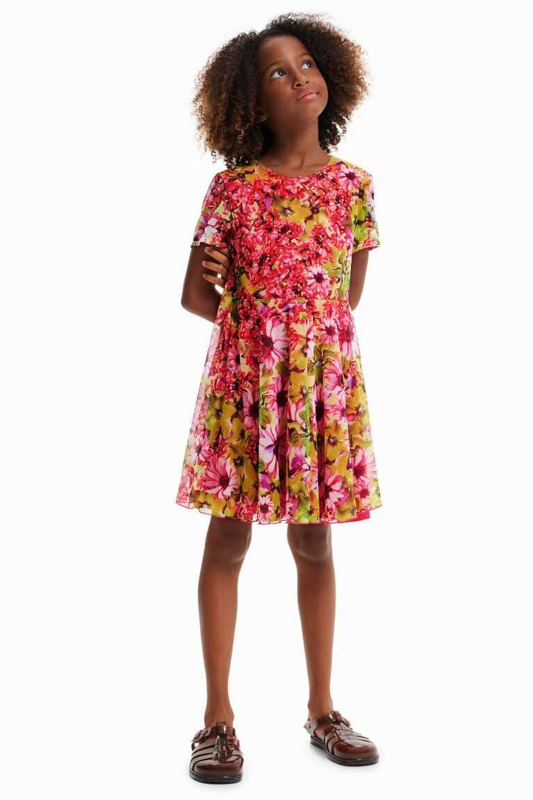 Vestido Desigual Tulle flower Niña | LXF206597